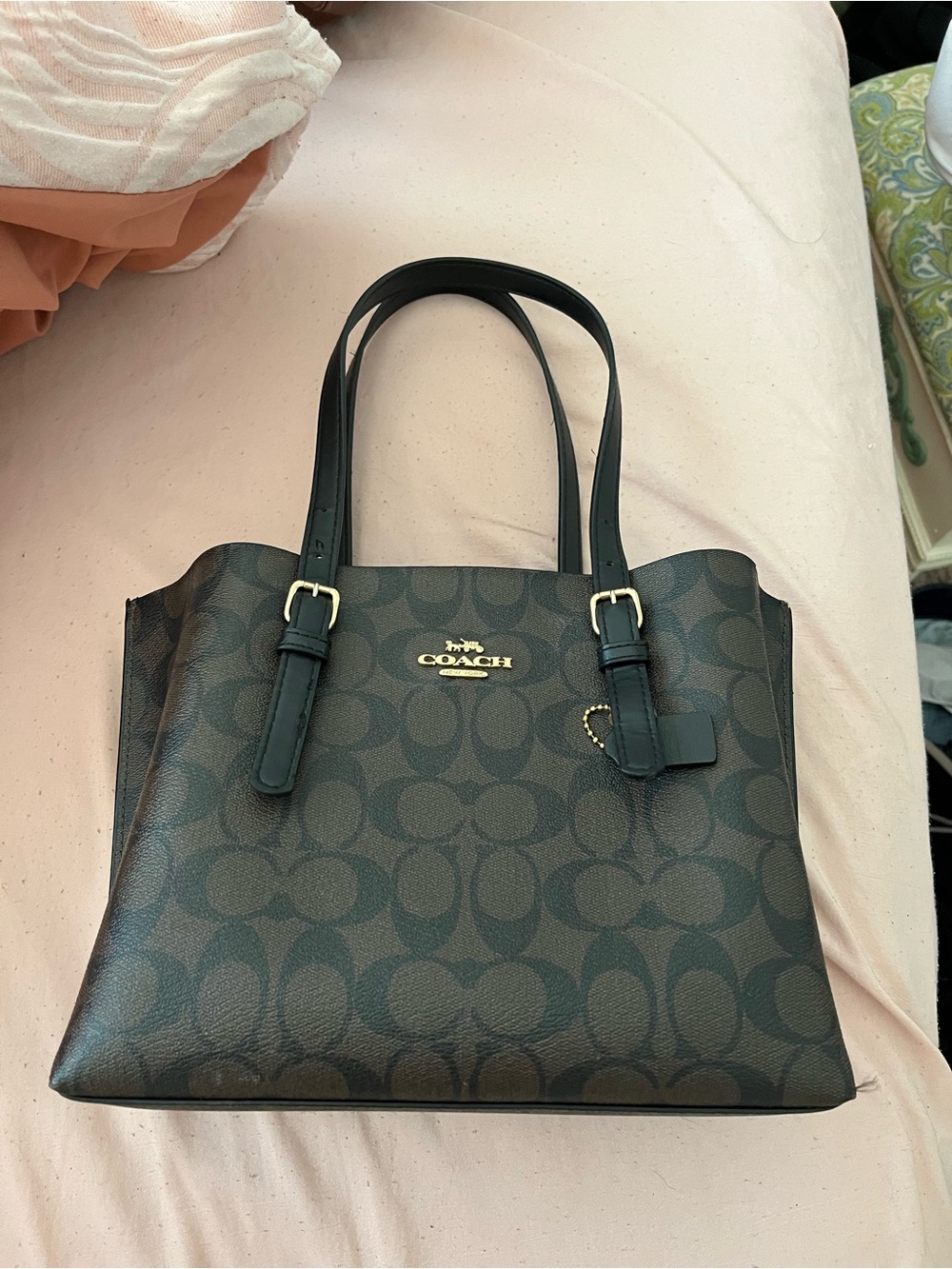 Coach Brown/Black Signature Jacquard Tote with Gold Hardware